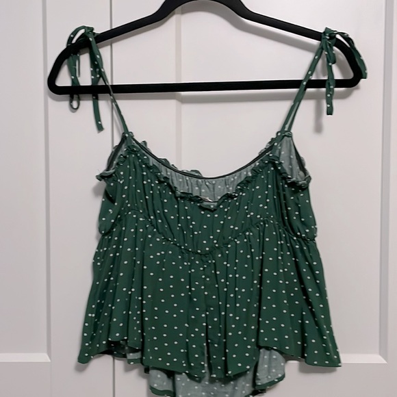 Lottie Moss green tank with white polka dots. Large. - Picture 2 of 3